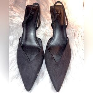 H&M Black Fx Suede Slingbacks